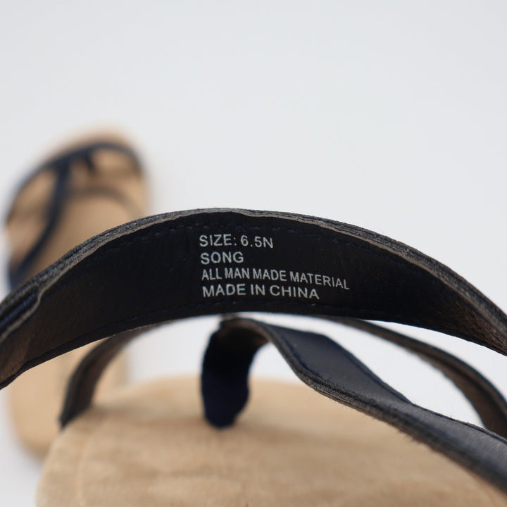 Easy Street Song Navy Blue Strappy Thong Espadrille Sandals Mens 6.5N New In Box