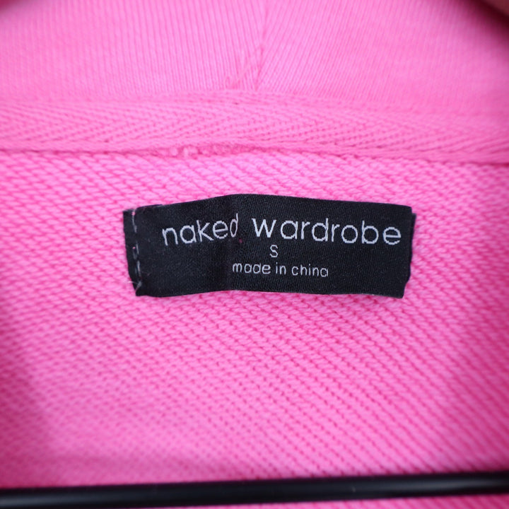 Naked Wardrobe Womens Pink Cropped Hoodie Sweatshirt Size S Hot Pink