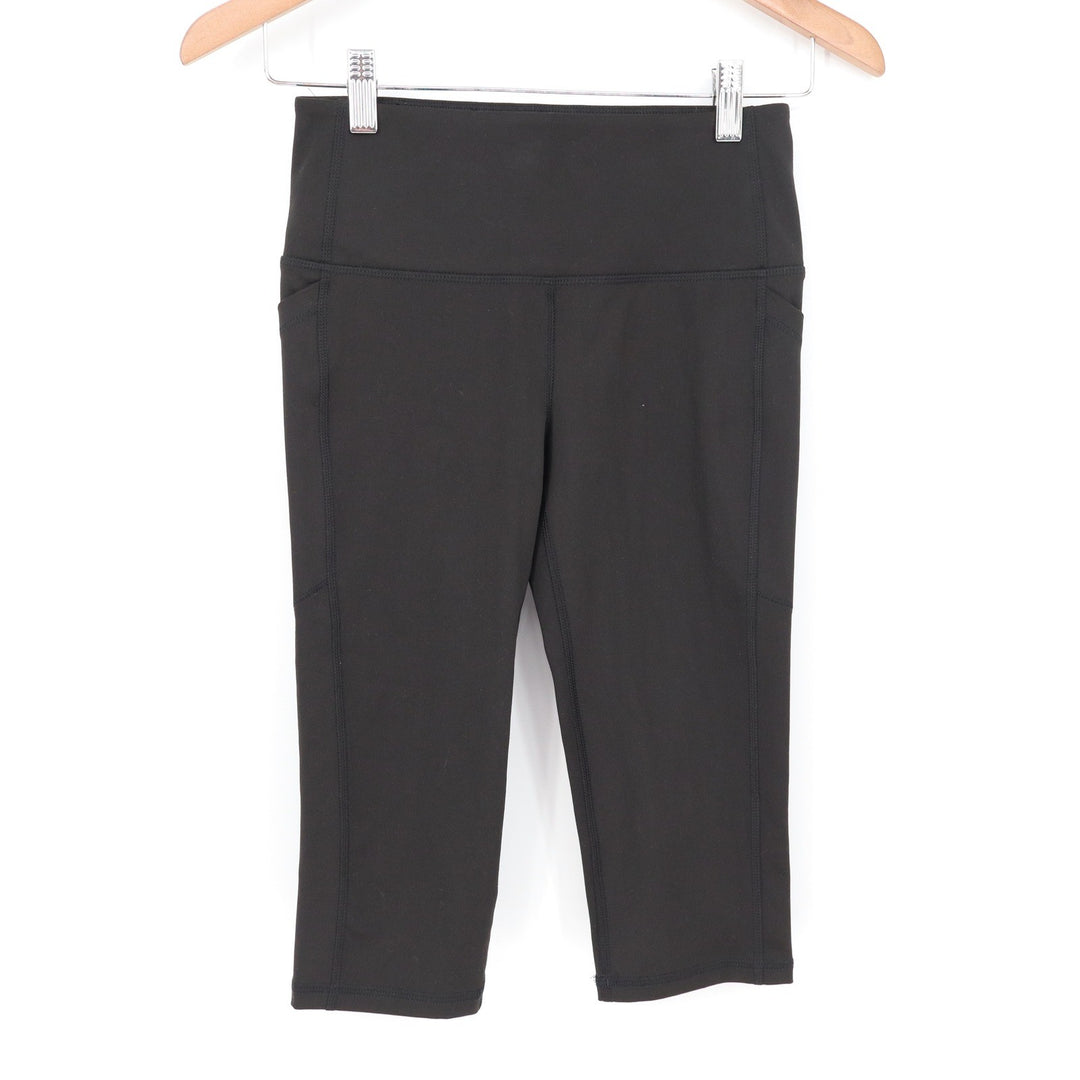 DSG Womens High Rise Capri Leggings Black Side Pockets XS