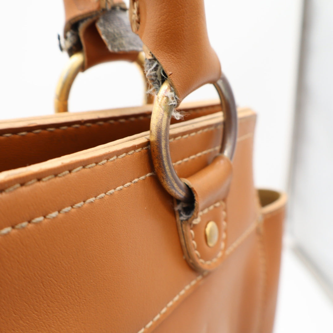Emilie M Satchel Handbag Womens Large Tan Faux Leather Multi Pocket Fair
