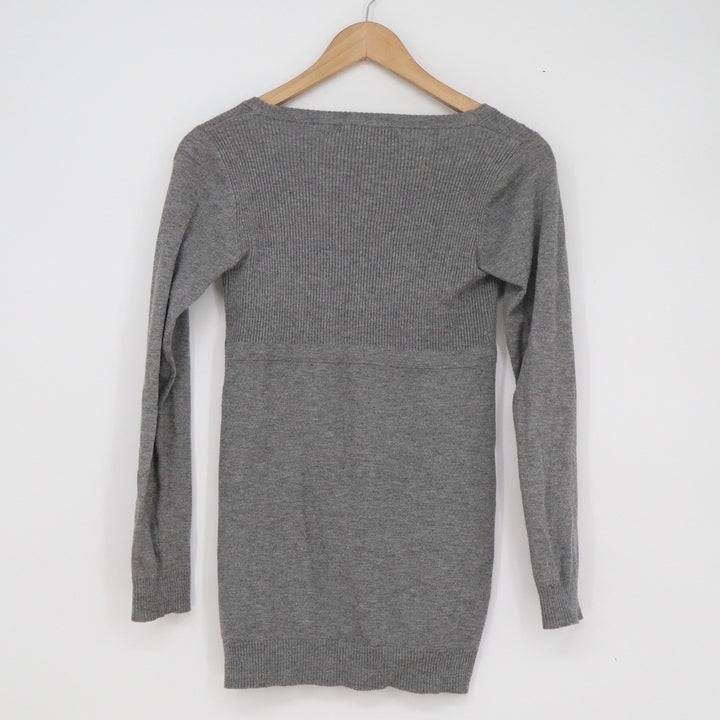 Ada Gatti Womens Grey Ribbed Tie Front Empire Waist Cardigan Sweater M