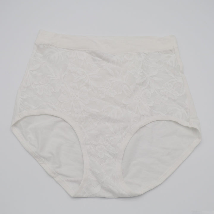Bali Breathe Lace High Rise Brief Underwear Womens Large White Floral Stretch