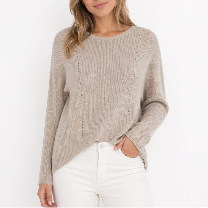 Philosophy Republic Clothing Sweater Womens Large Beige Knit Cotton Round Neck