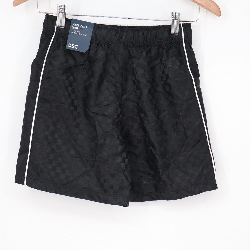 DSG Boys Woven Soccer Shorts Black Checkerboard Athletic Size M 10-12
