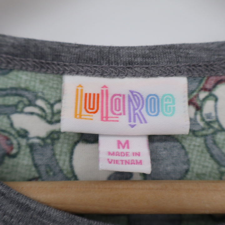 LuLaRoe Randy Disney Mickey Minnie Mouse Raglan Baseball Tee Green Grey Medium