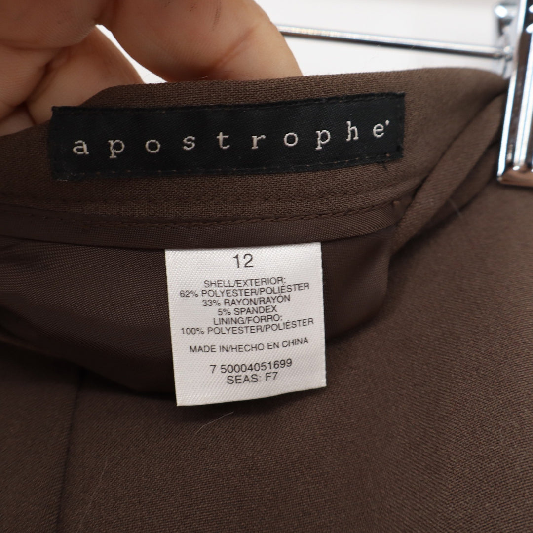 Apostrophe Brown Paneled Midi Skirt Womens Size 12 A-Line Career Business Casual