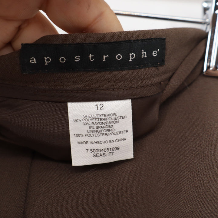 Apostrophe Brown Paneled Midi Skirt Womens Size 12 A-Line Career Business Casual