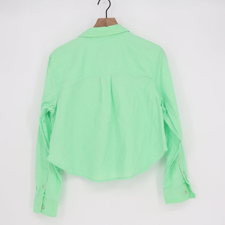 Universal Thread Mint Green Cropped Cotton Linen Button Down Shirt Womens Large