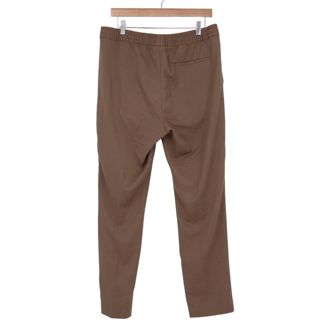 HM Mens Slim Fit Drawstring Trousers Brown Elastic Waist Pants Medium