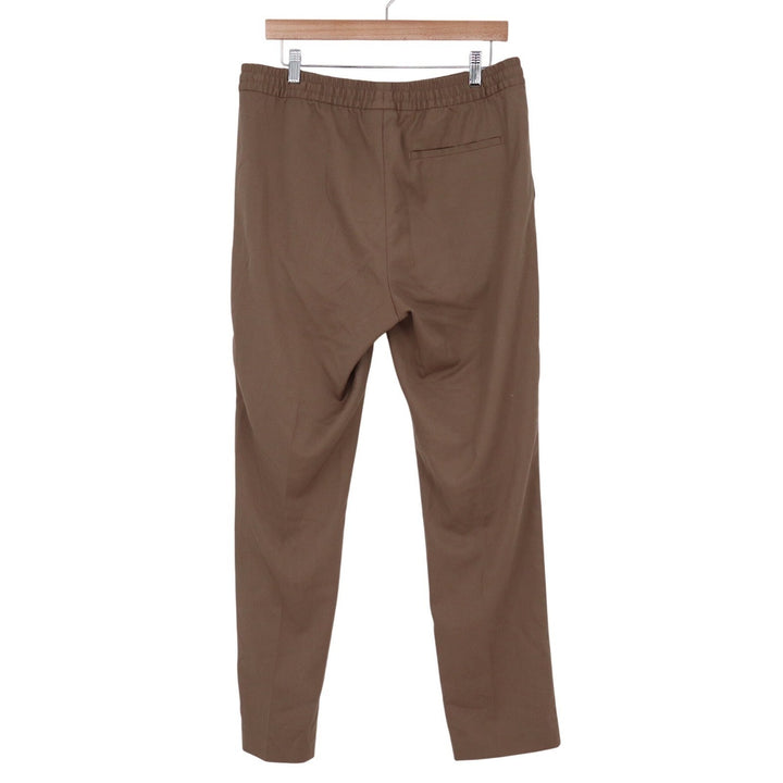 HM Mens Slim Fit Drawstring Trousers Brown Elastic Waist Pants Medium