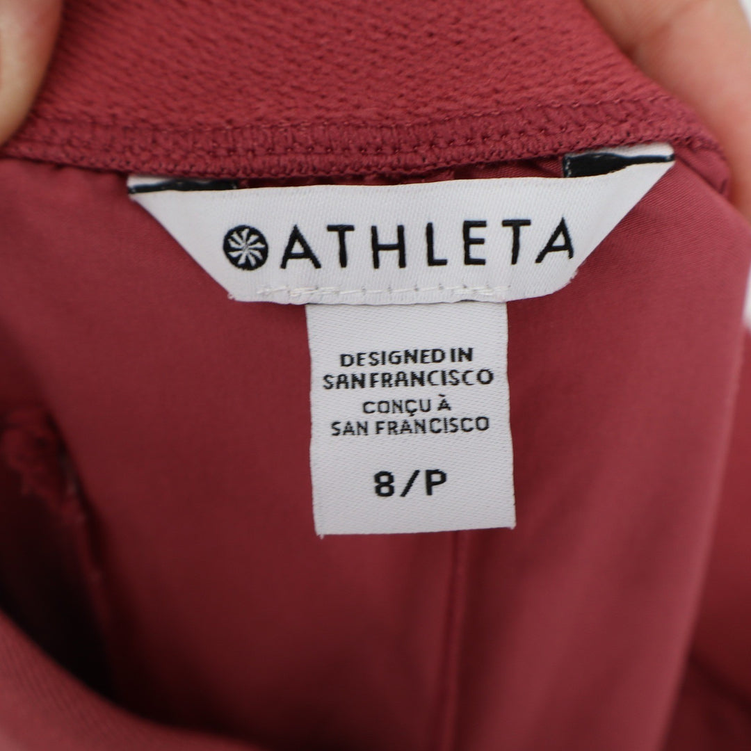 Athleta Brooklyn Ankle Pants Mauve Pink Tapered Zip Hem 8P
