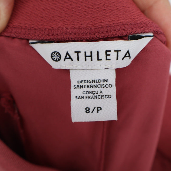 Athleta Brooklyn Ankle Pants Mauve Pink Tapered Zip Hem 8P