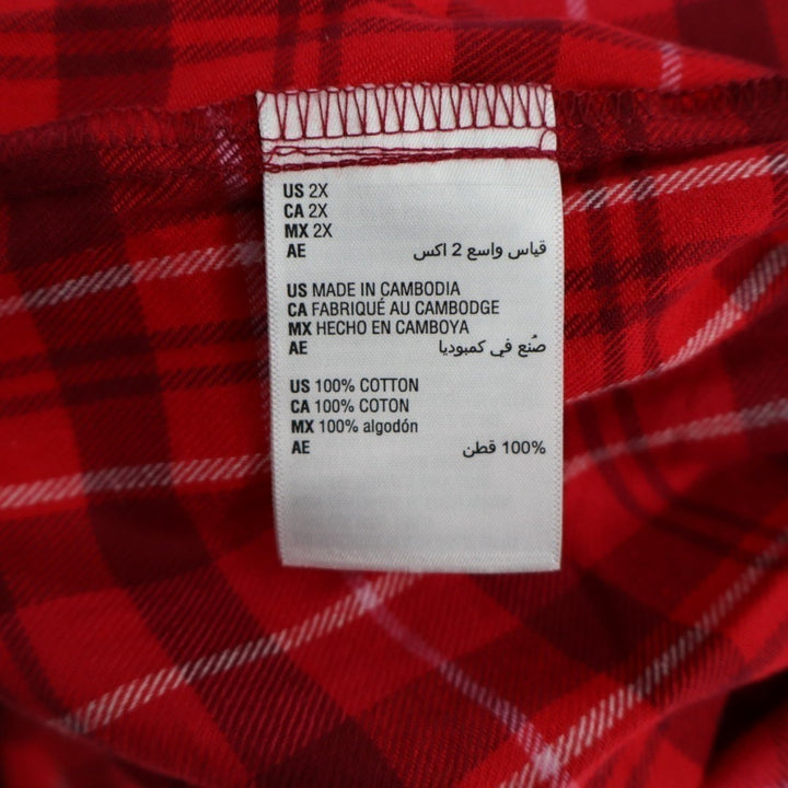 Charter Club Flannel 2-PC Pajamas Set Womens 2X Red Plaid Cotton Lapel Collar