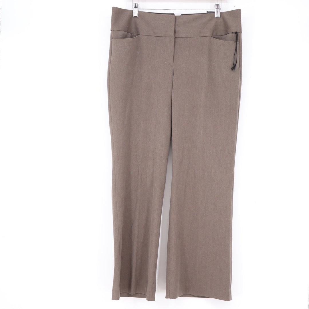 Express Editor Flare Leg Dress Pants Taupe Brown Low Rise Wide Waistband 12R NEW