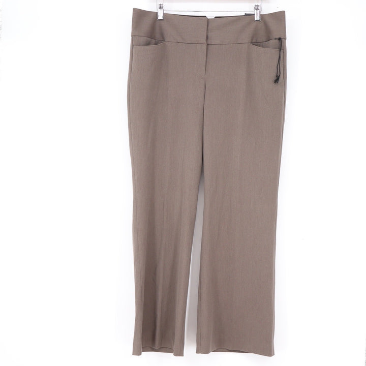 Express Editor Flare Leg Dress Pants Taupe Brown Low Rise Wide Waistband 12R NEW