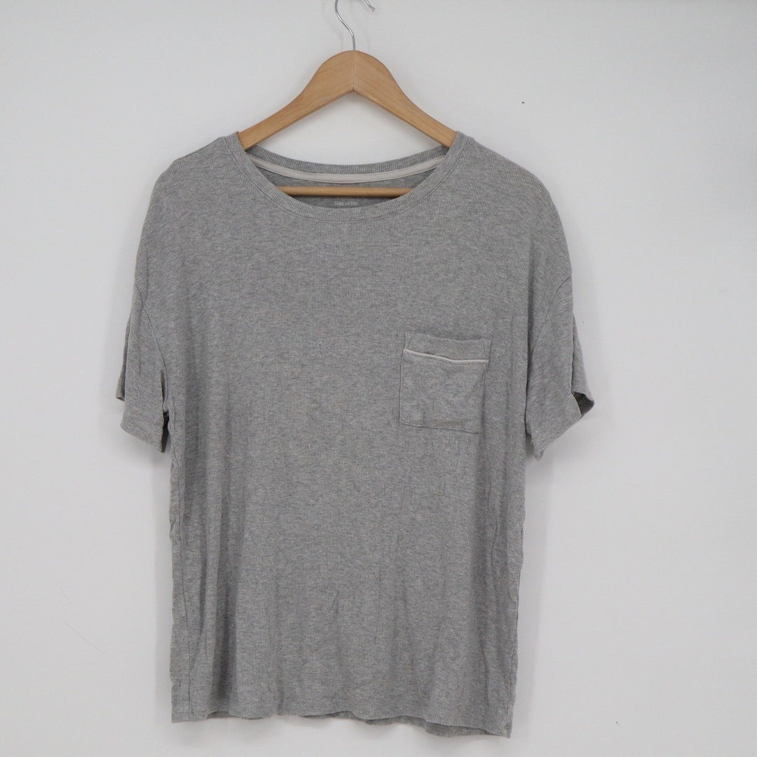 State of Day Intimates Women Gray Modal Blend Pocket Lounge Tee Shirt Size M