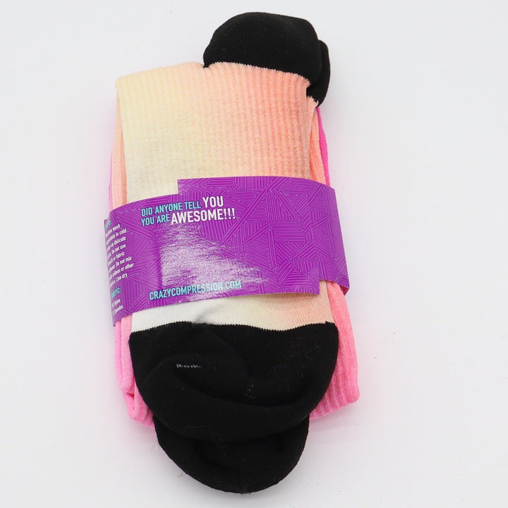 Crazy Compression Socks Unisex OS Extra Wide Calf Pink Gradient Ribbed NEW
