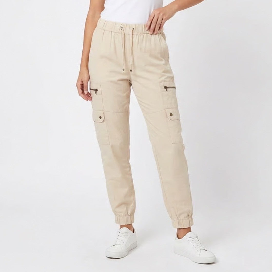 Banana Republic Womens Small Tencel Cargo Joggers Sand Beige Utility Pants