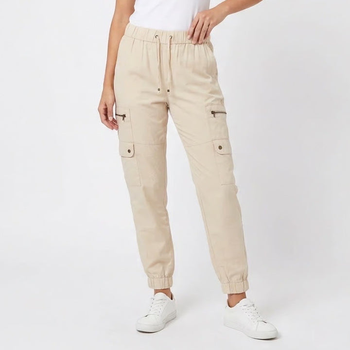 Banana Republic Womens Small Tencel Cargo Joggers Sand Beige Utility Pants
