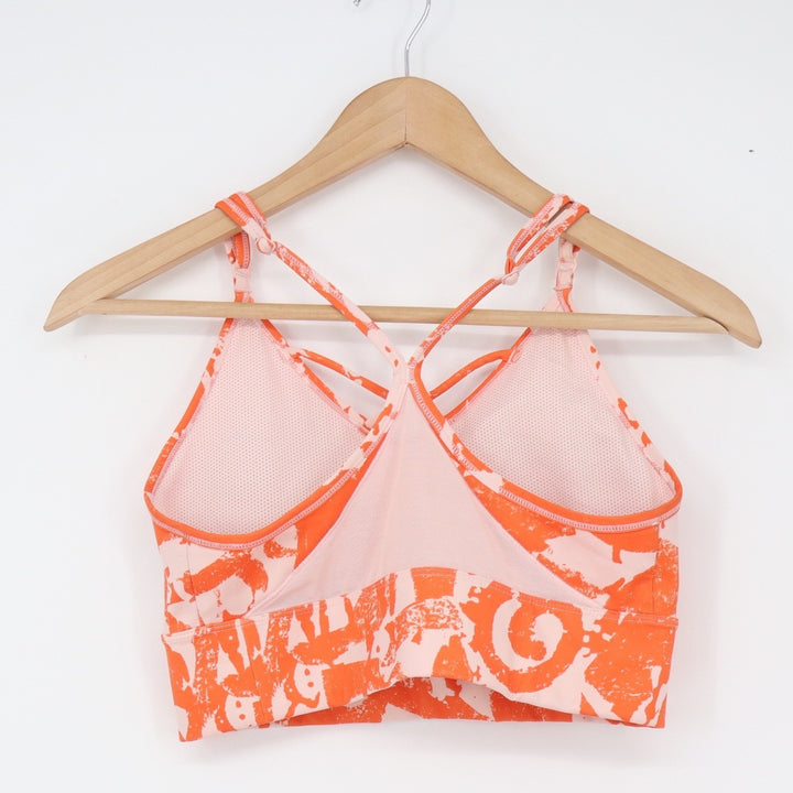 Nike Sports Bra Women Medium Dri-FIT Strappy Racerback Orange Pink Print Exc