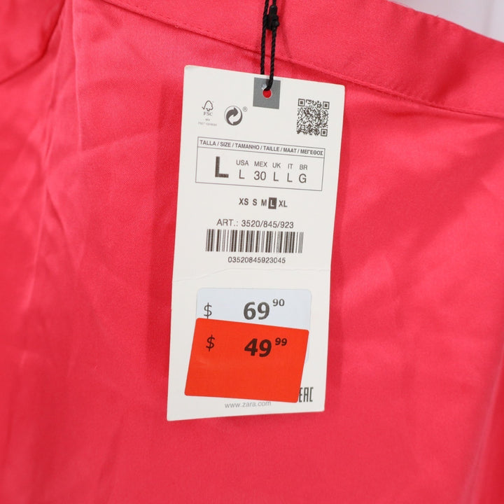 Zara Midi Dress Womens Large Pink Cut Out V-Neck Strappy Backless Cocktail Party
