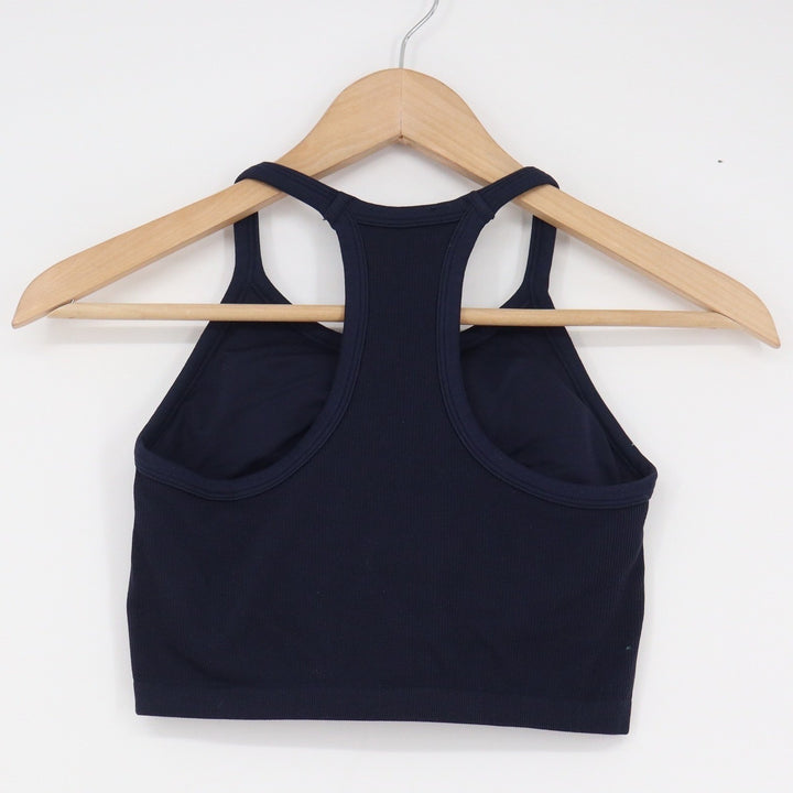 Jockey Womens Navy Blue Ribbed Seamless Racerback Sports Bra Crop Top Size S