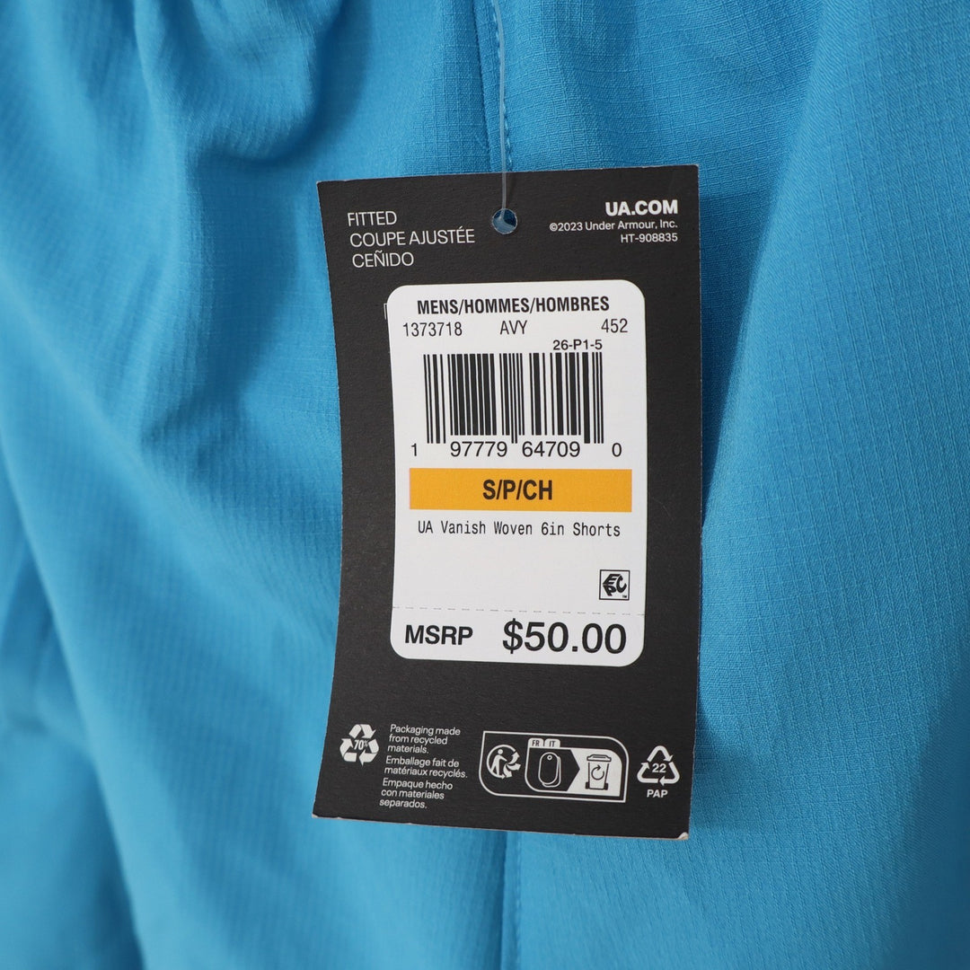 Under Armour Mens Vanish Woven 6in Shorts Blue Fitted Athletic Small