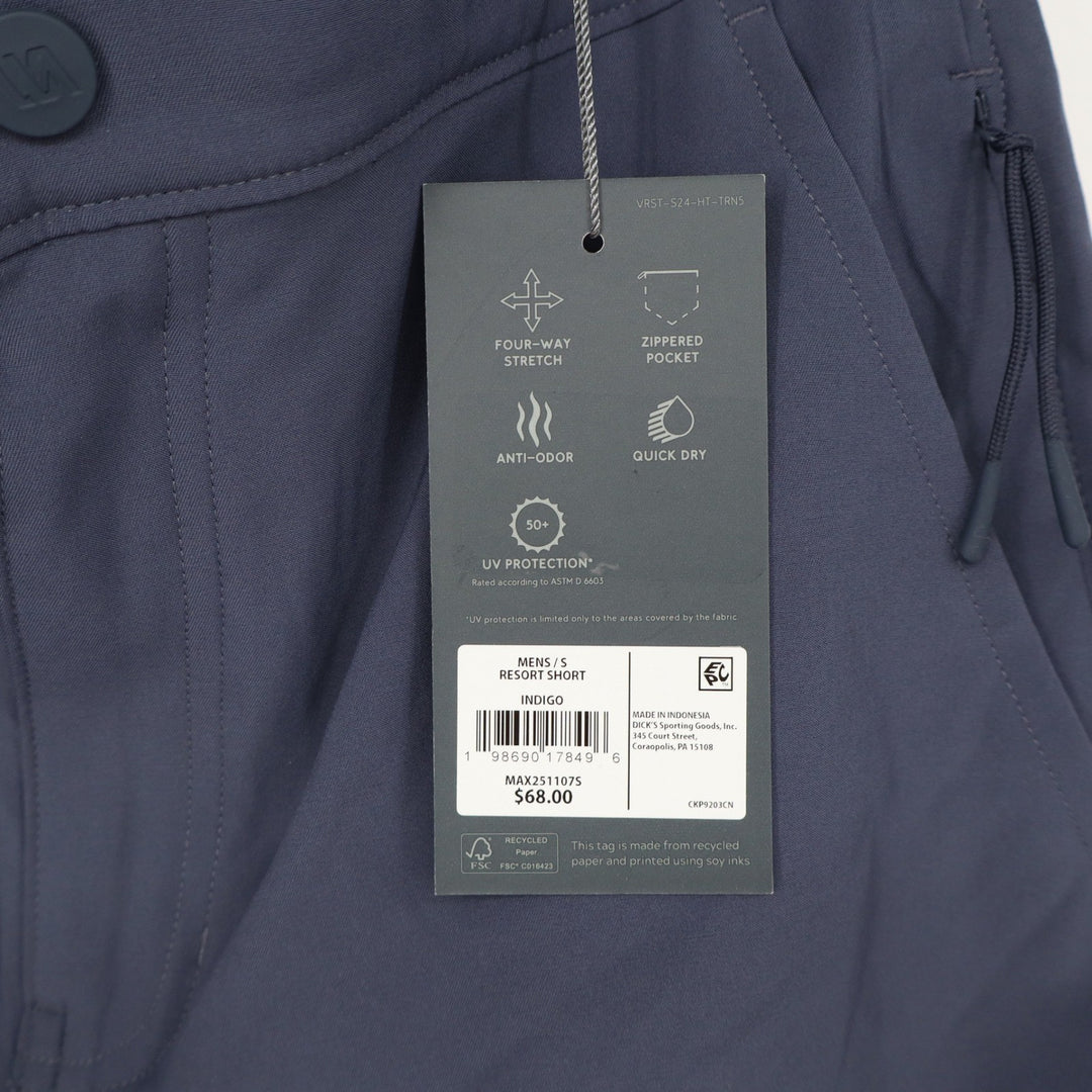 VRST Mens Resort Short Indigo Blue 6 Inch Inseam 4-Way Stretch Size S NEW