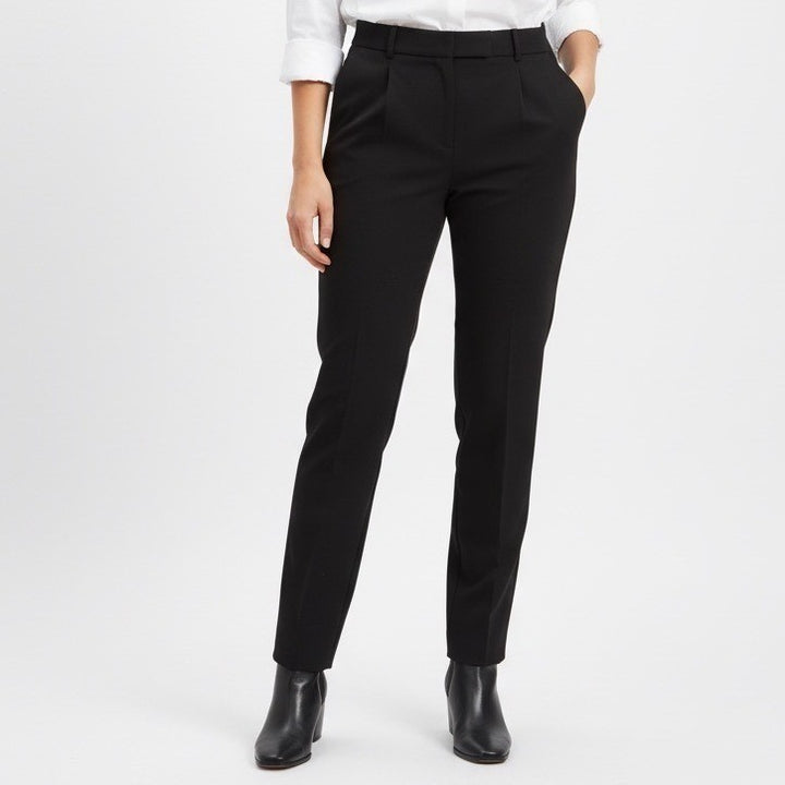 Anne Klein Dress Pants Womens 14 Black Stretch Straight Slash Pockets Mid Rise