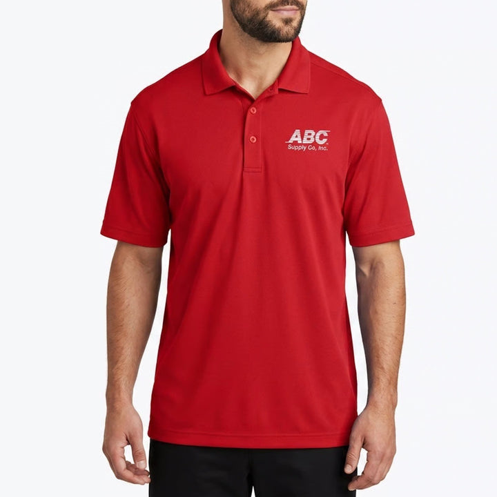 Polo Mens Red Stretch ABC Supply Co. Short Sleeve Golf Tennis Performance