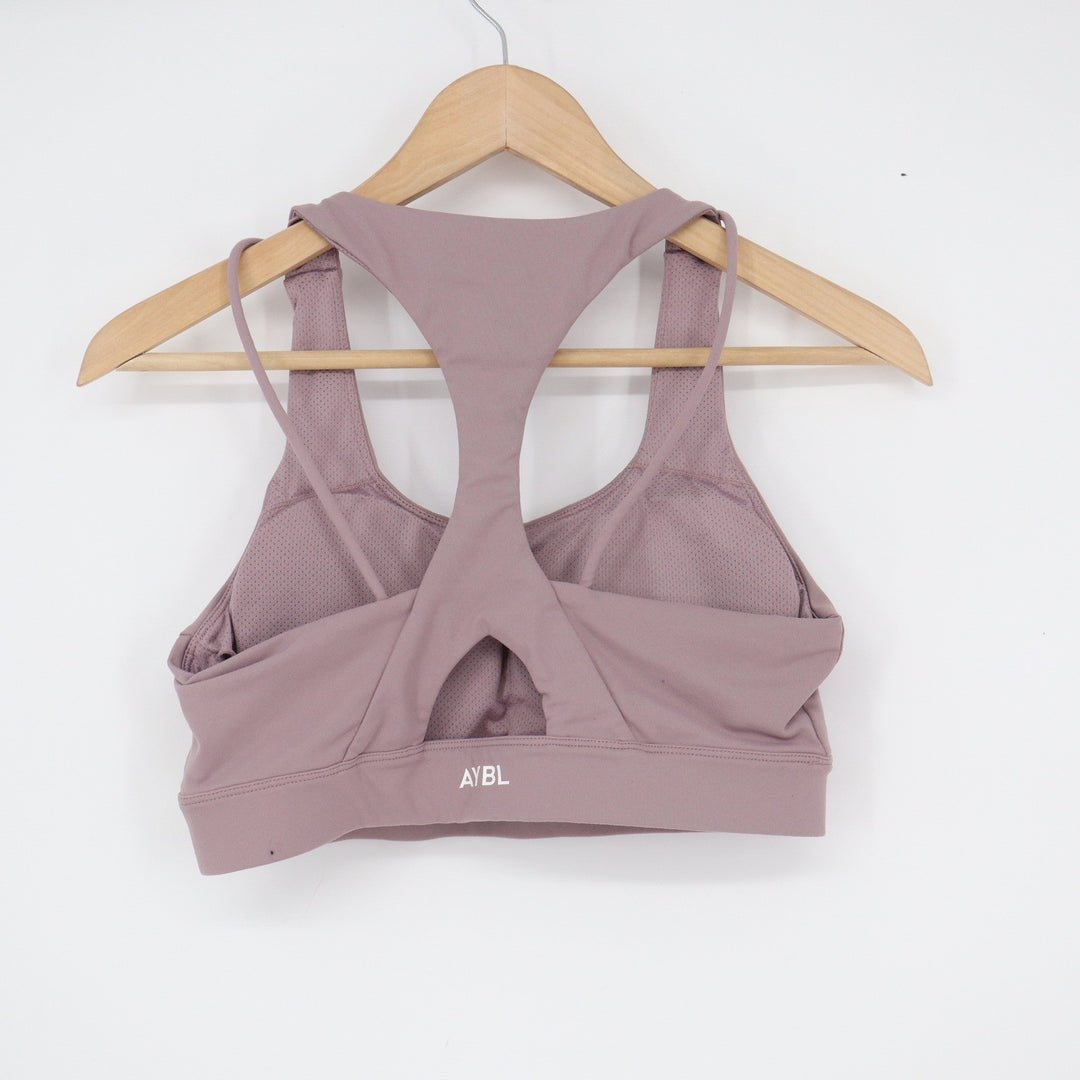AYBL Womens Racerback Mesh Sports Bra Mauve Purple Size L