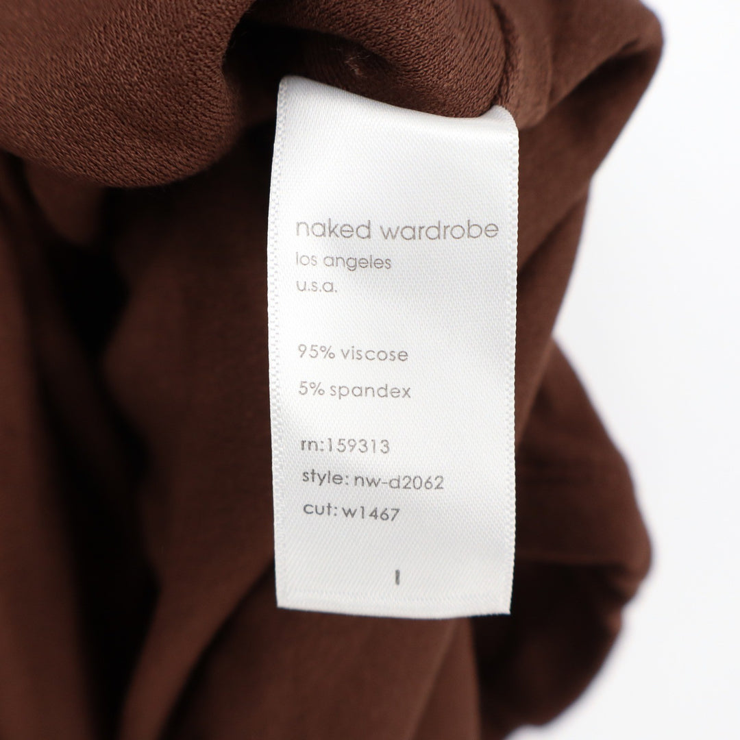 Naked Wardrobe Brown Asymmetrical One Shoulder Mini Dress Large