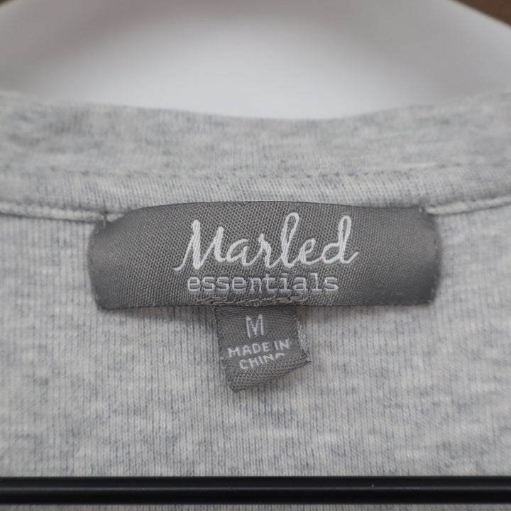 Marled Essentials Womens Gray V-Neck Pocket T-Shirt Cotton Modal Size M