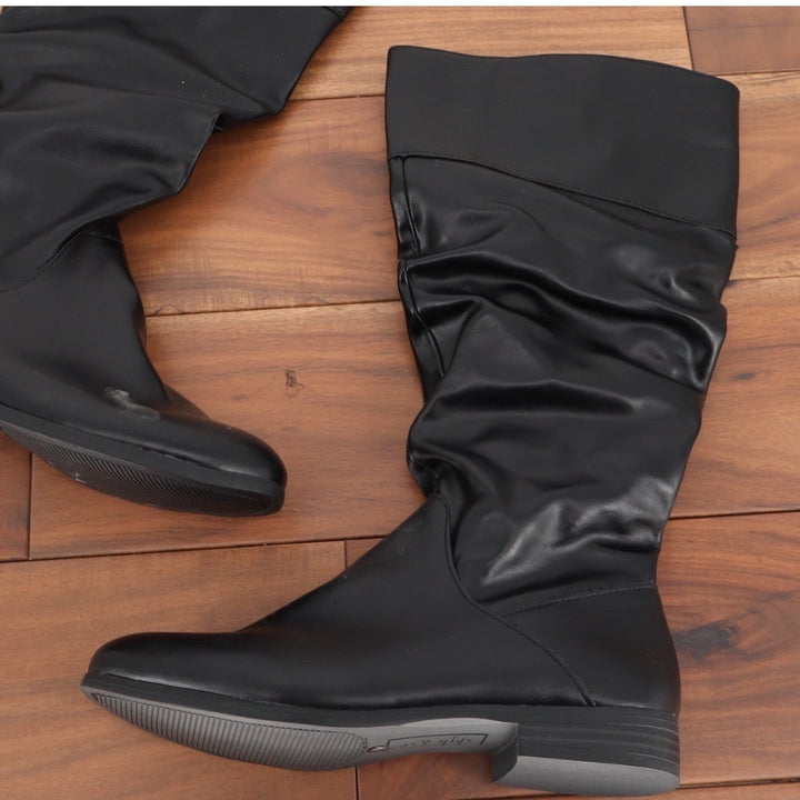 Style Co Kelimae Black Faux Leather Slouch Knee High Boots Womens Size 7M