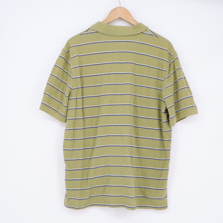 Croft & Barrow Performance Mens Large Green Striped Pique Short Sleeve Polo