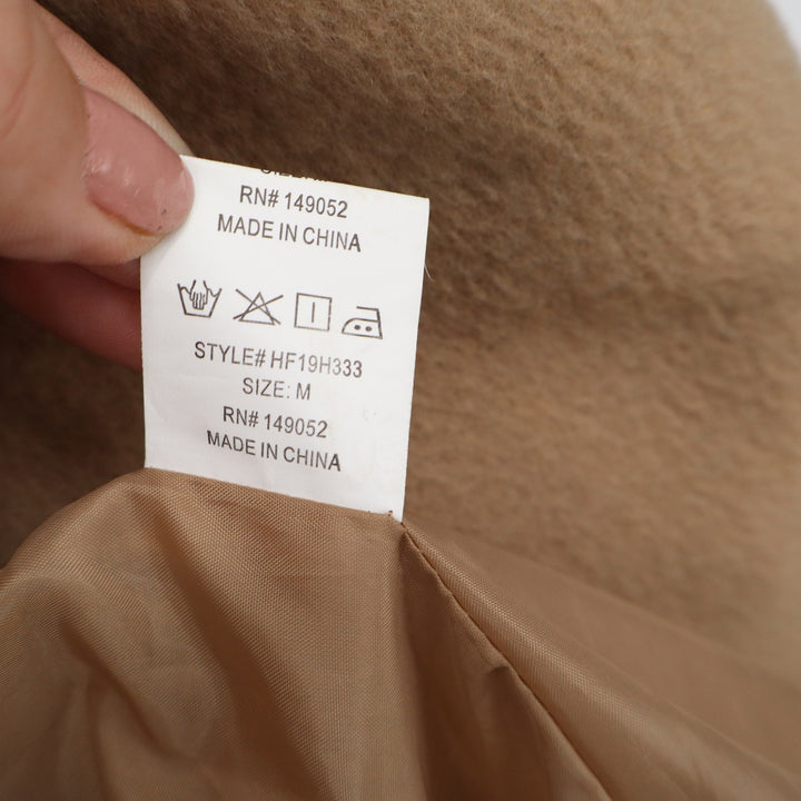 Fashion Nova Womens Camel Tan Double Breasted Long Overcoat Jacket Size M