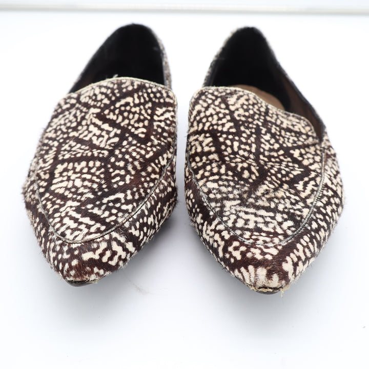 Bleecker & Bond Sonia Brown White Calf Hair Animal Print Pointed Toe Loafers 6M