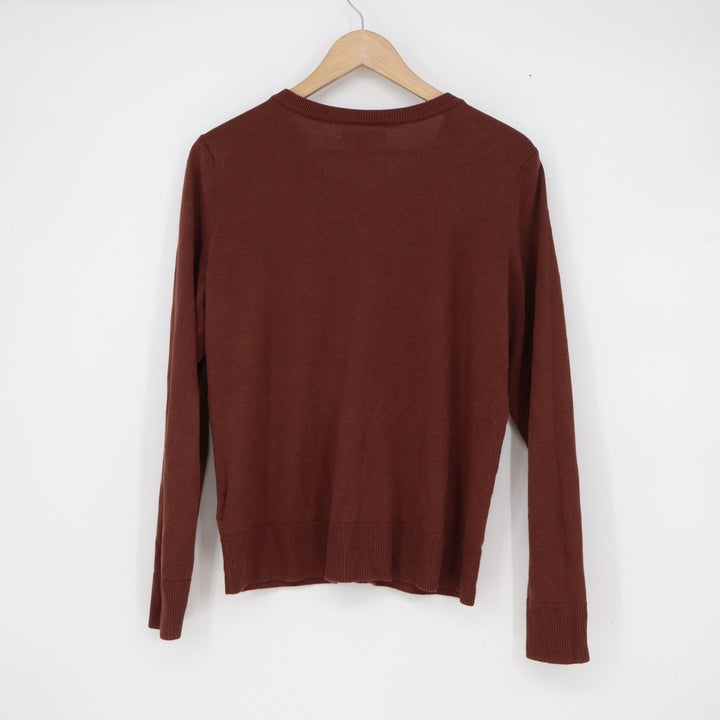 Amazon Essentials Womens Crewneck Cardigan Sweater Mahogany Brown Size M