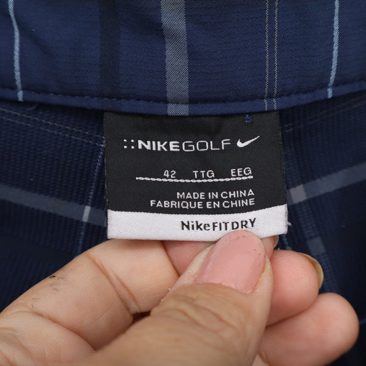 Nike Golf Mens Navy Blue Plaid Fit Dry Performance Shorts Size 42