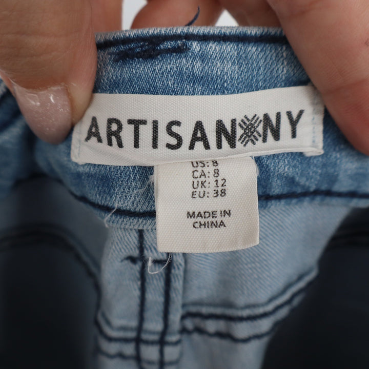 Artisan NY Womens Light Wash Raw Hem Cropped Capri Denim Jeans Size 8 Blue