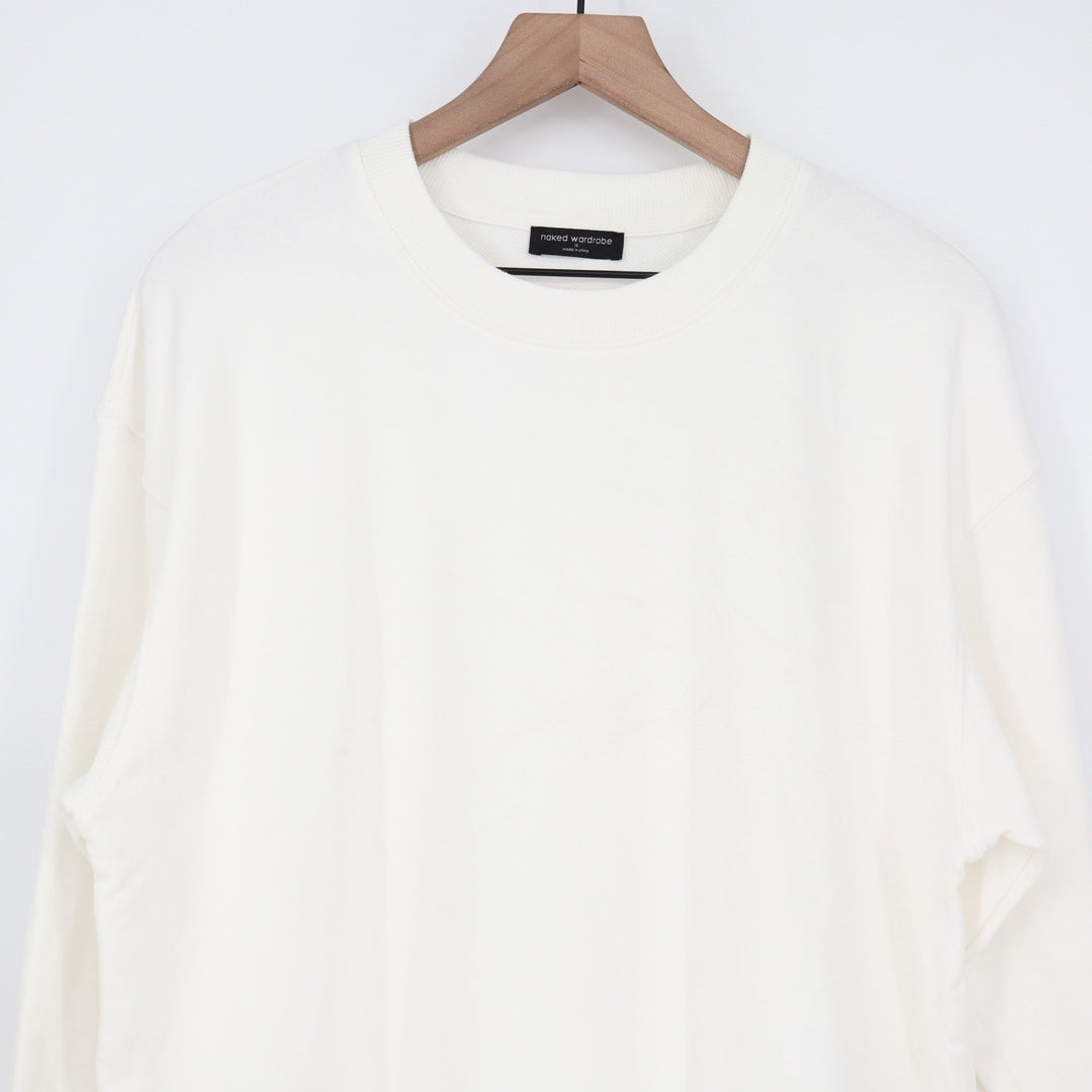 Naked Wardrobe Womens 1X Off White Cream Crewneck Sweatshirt Oversized