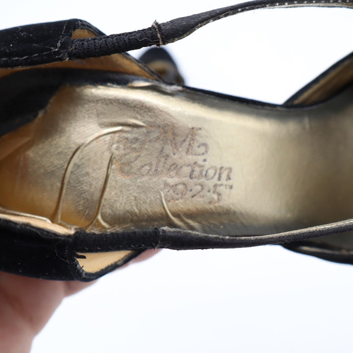 The PM Collection 9-2-5 Black Velvet Strappy Pointed Toe Heels Womens 8M