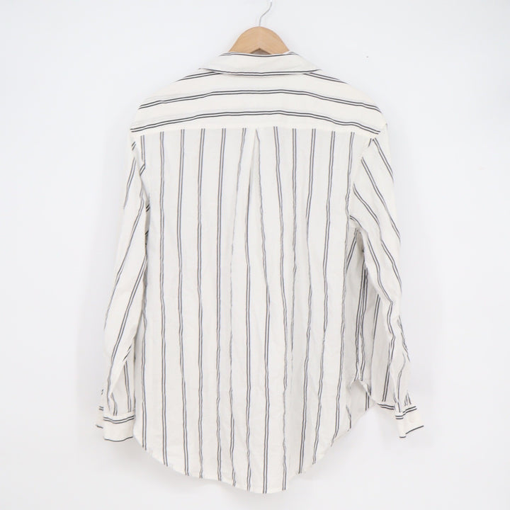 Ava & Viv Womens XXL White Black Striped Button Down Utility Shirt Long Sleeve