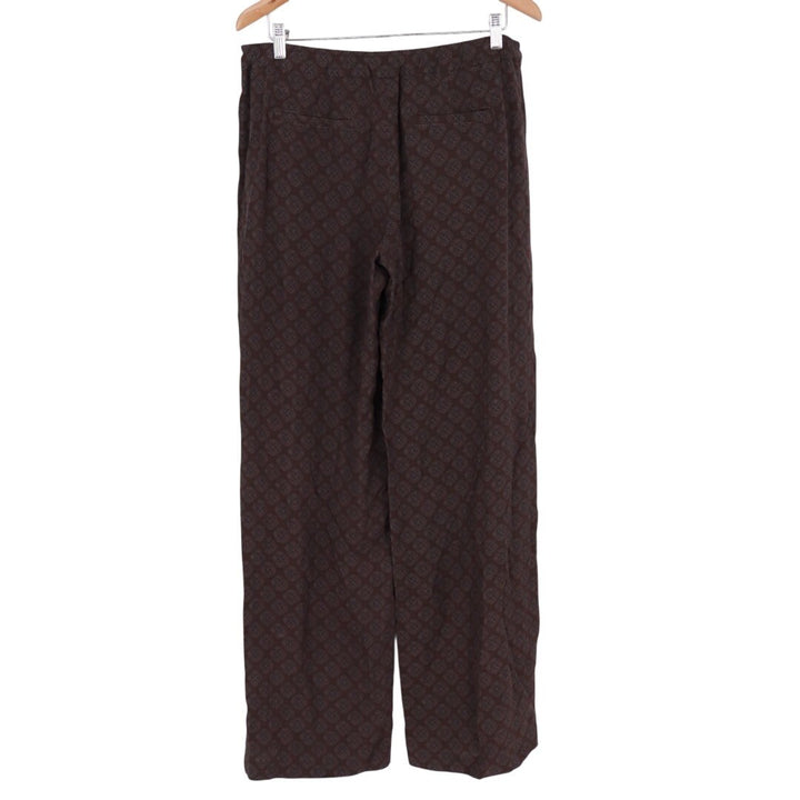 Vince Silk Jacquard Wide Leg Pants Size Medium Brown Geometric Pattern