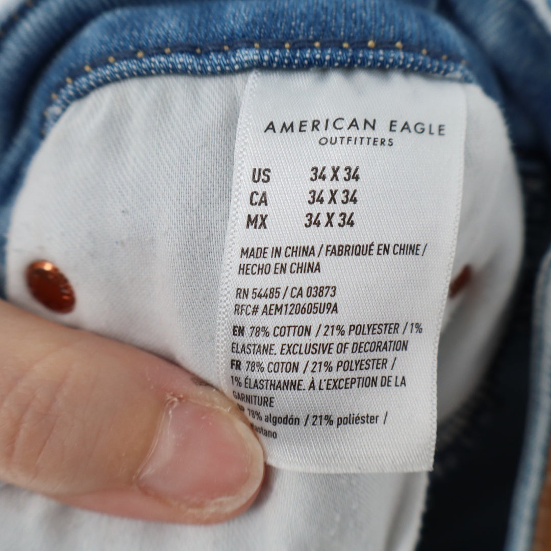 American Eagle Outfitters Jeans Mens 34x34 Blue Cotton Stretch Distressed Skinny