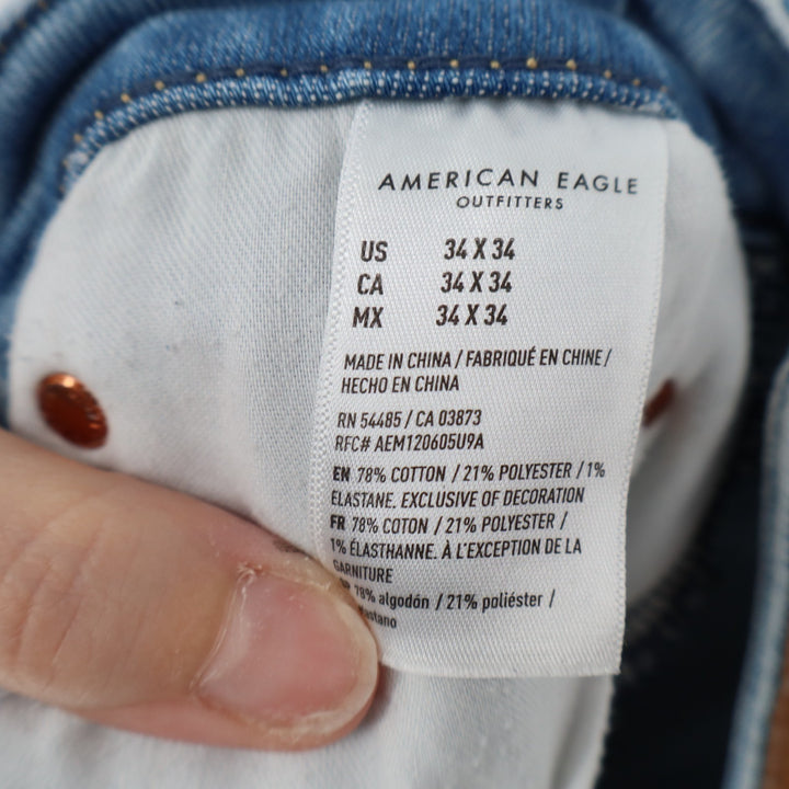 American Eagle Outfitters Jeans Mens 34x34 Blue Cotton Stretch Distressed Skinny