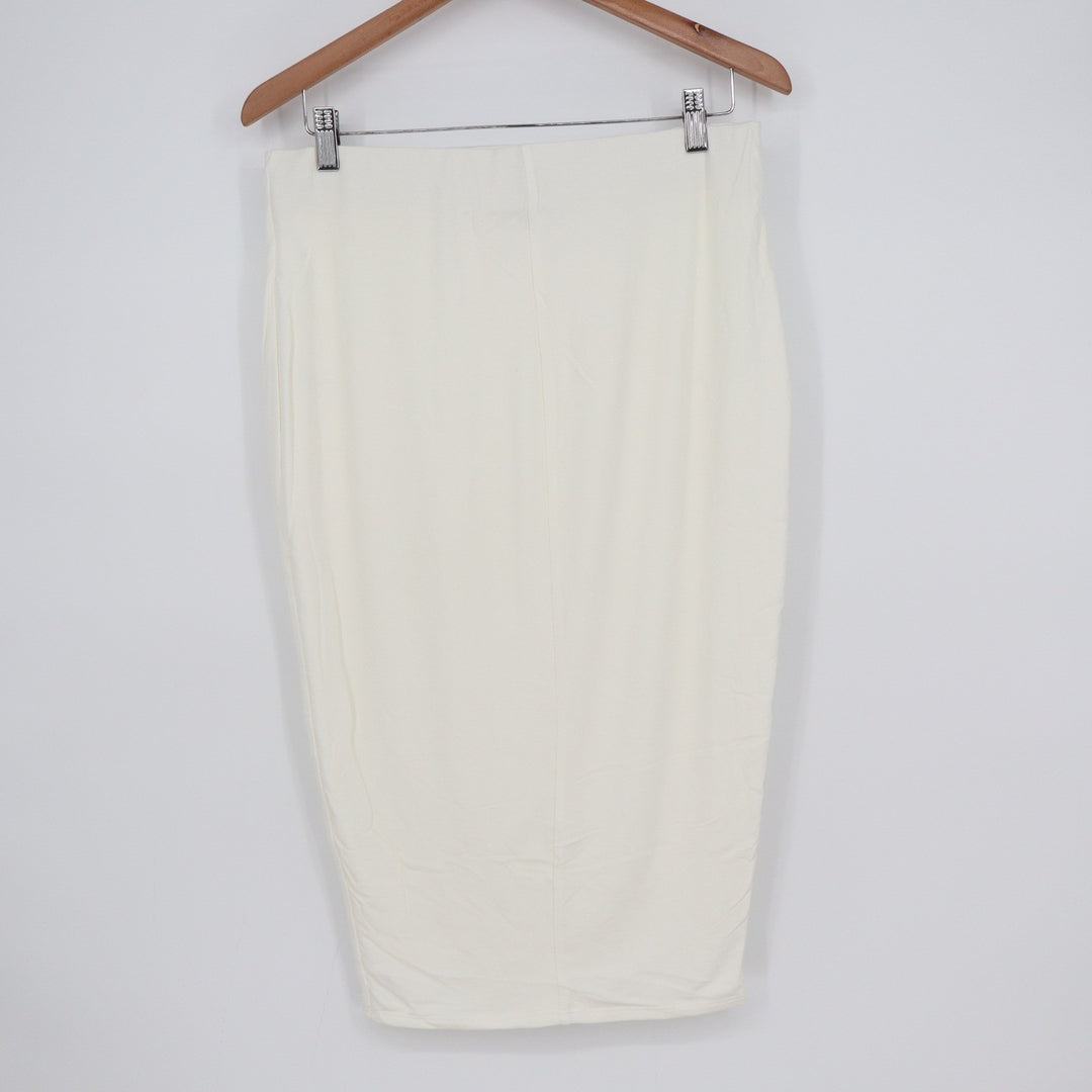 Naked Wardrobe Cream Bodycon Midi Pencil Skirt Womens 1X
