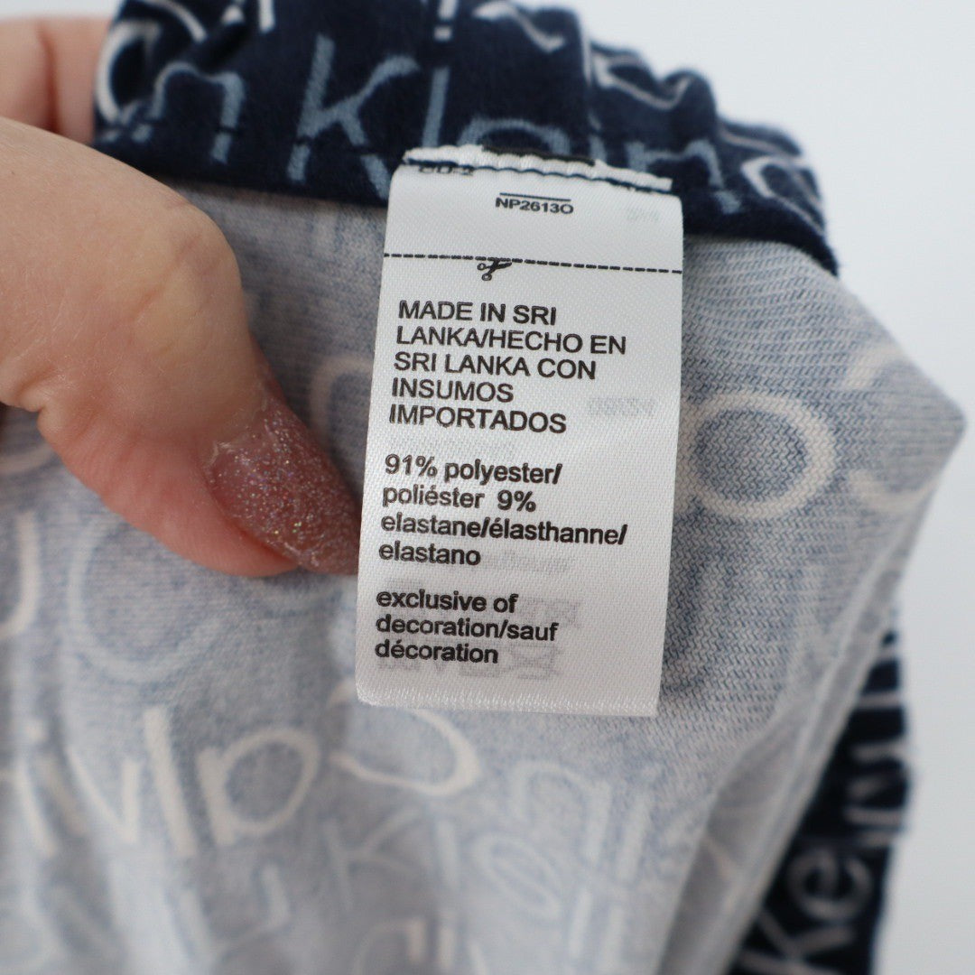 Calvin Klein Men's Pajama Pants Lounge Sleepwear L Navy All Over Logo Print