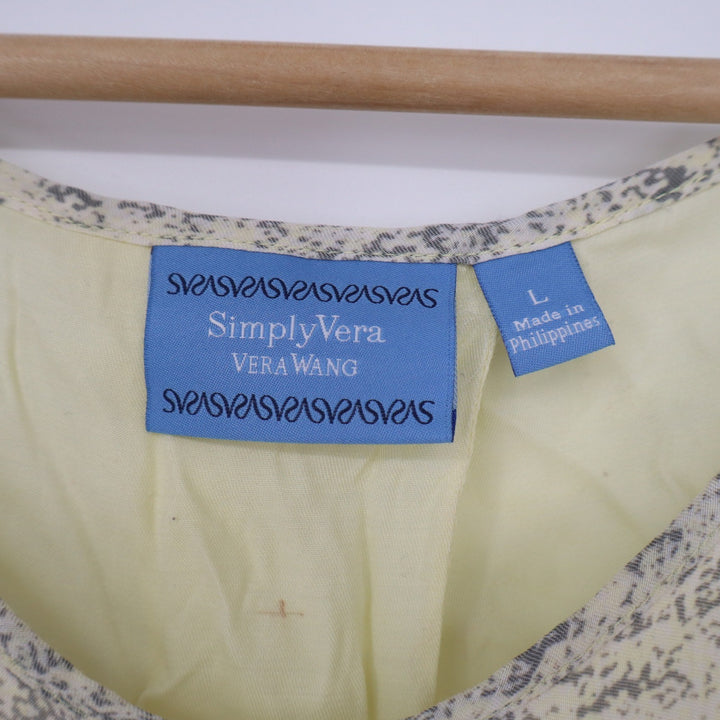 Simply Vera Vera Wang Womens Large Yellow Grey Floral Dot Layered Tank Top