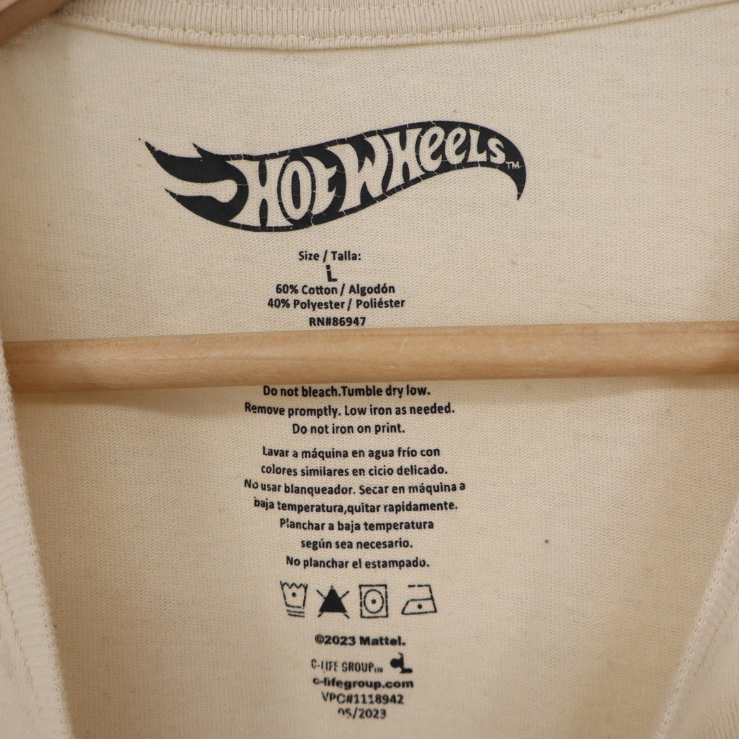 Hot Wheels Driven to Thrill Since 68 Graphic T-Shirt Cream Mens Large L